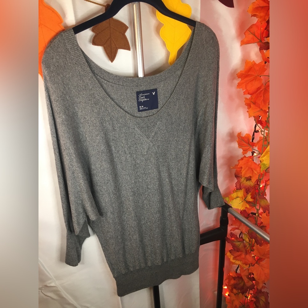 American Eagle Outfitters | Women’s 100% Cotton Gray Scoop Neck Sweater